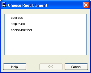 Choose Root Element Dialog Box
